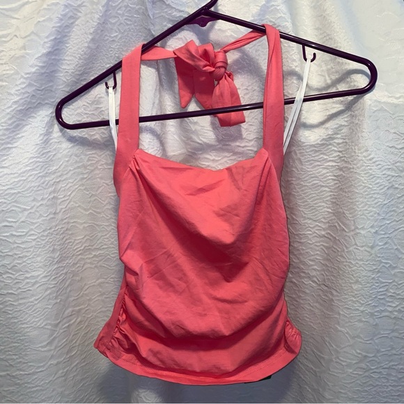 New SHEIN EZwear Barbiecore Pink Summer Solid Ruched Halter Top Size Small - Picture 7 of 8